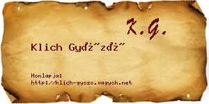 Klich Győző névjegykártya